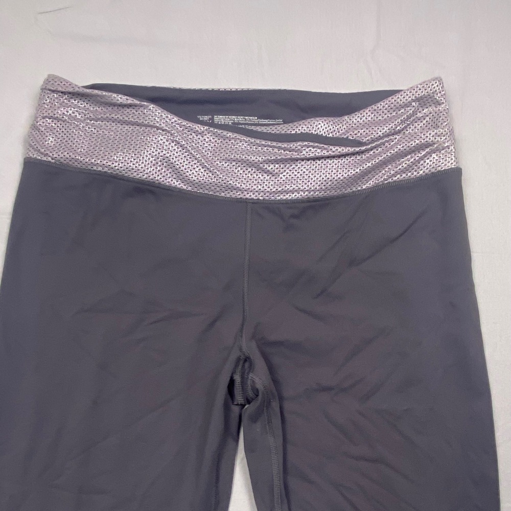 Victorias Secret VSX Sport The Standout Yoga Pants Gray‎ Silver Mesh Waist Large